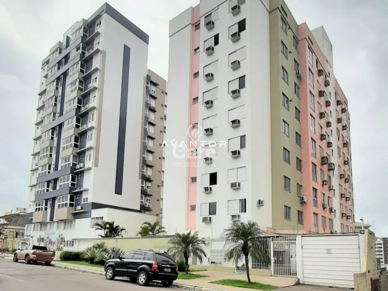Fachada do prédio com paisagismo — Apartamento à venda no Residencial Ferrara, em Presidente João Goulart, Santa Maria/RS