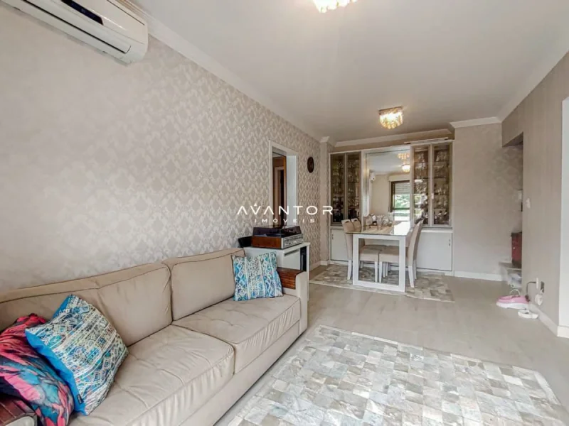 Sala de estar integrada à cozinha — Apartamento à venda no Edifício Villes De France, em Nossa Senhora de Fátima, Santa Maria
