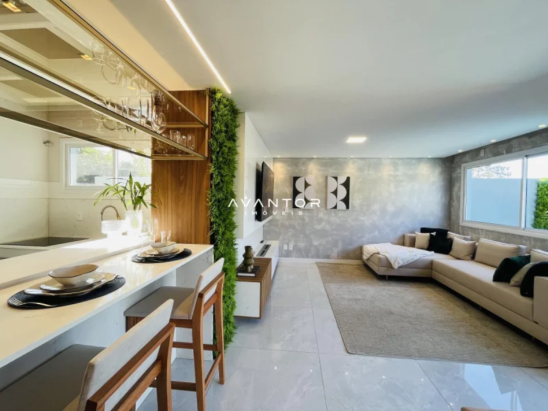 Sala de estar integrada à cozinha com bancada — Casa com 3 quartos à venda no Cidade Universitária, em Camobi, Santa Maria/RS