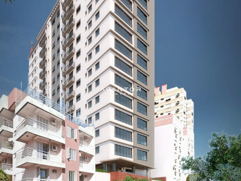 Fachada do prédio com sacadas — Apartamento com 2 quartos à venda no Residencial Marques Da Rocha, em Centro, Santa Maria/RS