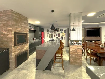 Salão de festas churrasqueira — Apartamento à venda e para alugar no Edifício Carrara, em Centro, Balneário Camboriú/SC