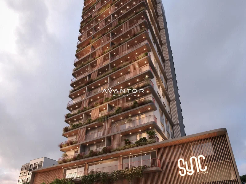 Fachada do edifício residencial com sacadas — Apartamento à venda no Sync Viva On - Conde, Santa Maria
