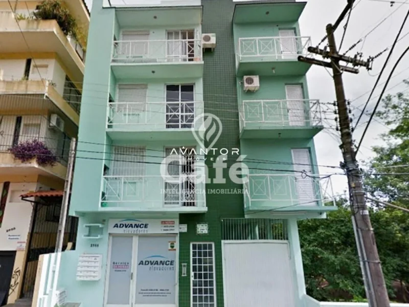 Fachada do prédio com sacadas — Apartamento com 1 quarto à venda no Residencial Solar do Parque, em Centro, Santa Maria/RS