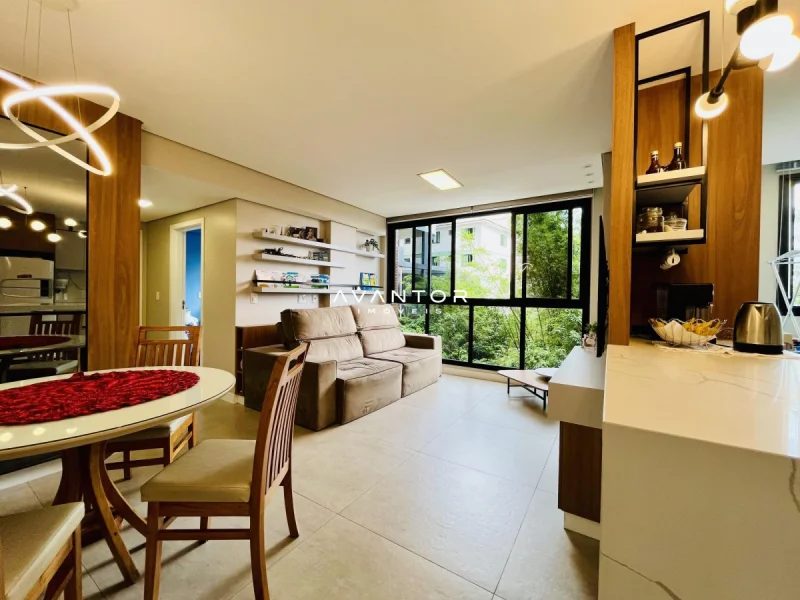 Sala de estar integrada à cozinha — Apartamento à venda no Residencial Grand Palace, em Nossa Senhora de Lourdes, Santa Maria