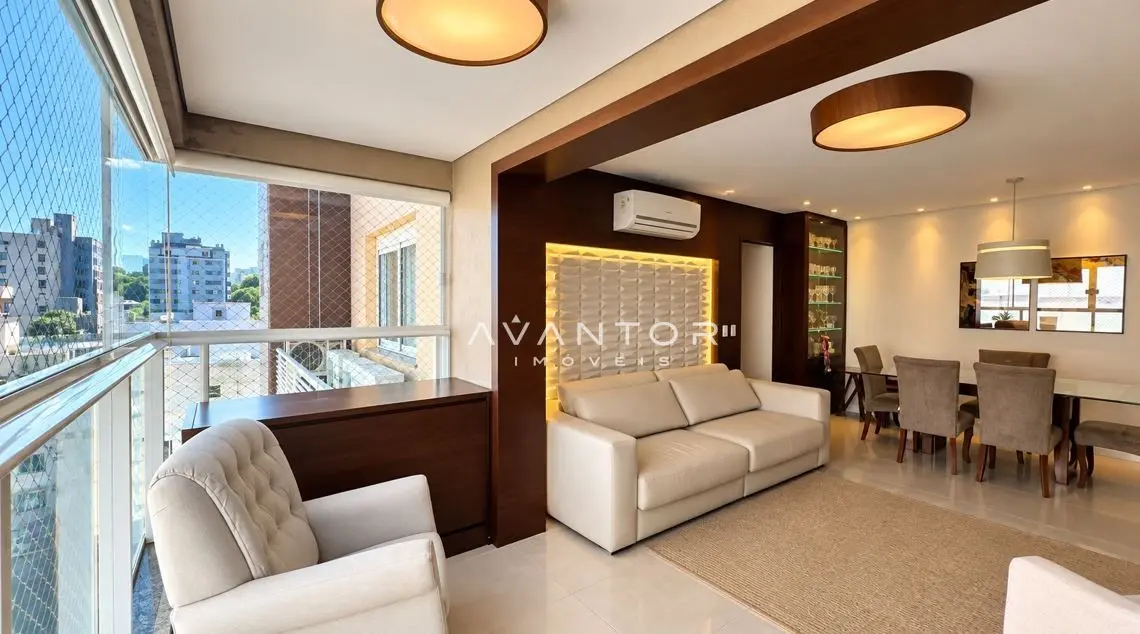 Sala de estar integrada com sacada — Apartamento à venda no Alameda Residence, em Nossa Senhora das Dores, Santa Maria/RS