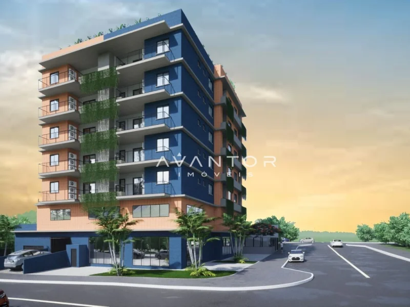 Fachada do prédio com sacadas — Apartamento com 1 quarto à venda no Residencial Amália, em Camobi, Santa Maria/RS
