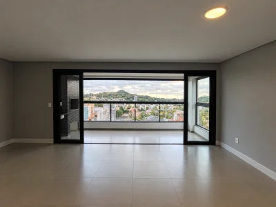 Sala com sacada e vista da janela — Apartamento à venda no Residencial Fernando Pessoa, Santa Maria