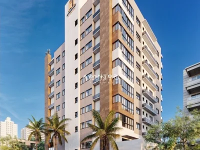 Fachada do prédio com palmeiras — Apartamento à venda no Residencial Titanio, em Nossa Senhora de Lourdes, Santa Maria/RS