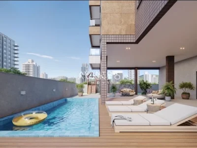 Piscina com área de lazer e vista da cidade — Apartamento à venda no Residencial Titanio, Santa Maria