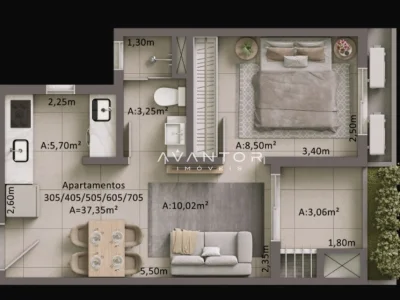 Planta baixa do apartamento — Apartamento com 1 quarto à venda em Camobi, Santa Maria/RS