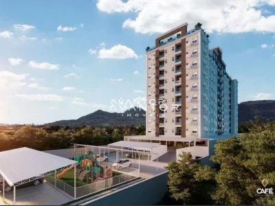 Fachada do prédio com área comum e playground — Apartamento à venda no Residencial Gran Progresso, em Camobi, Santa Maria/RS