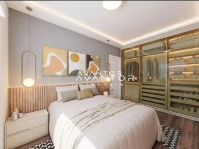 Suíte com closet integrado — Apartamento com 1 quarto à venda no Residencial Gran Progresso, em Camobi, Santa Maria/RS
