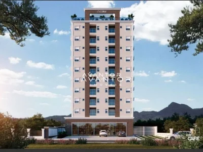 Fachada do prédio com garagem — Apartamento com 1 quarto à venda no Residencial Gran Progresso, em Camobi, Santa Maria/RS
