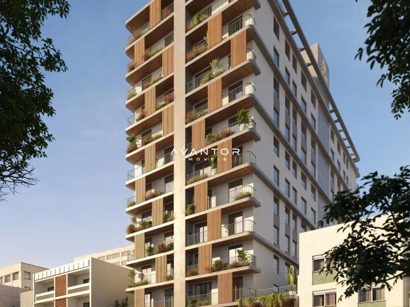 Fachada do prédio com sacadas e varandas — Apartamento à venda no Sync Viva On - Floriano, em Centro, Santa Maria/RS