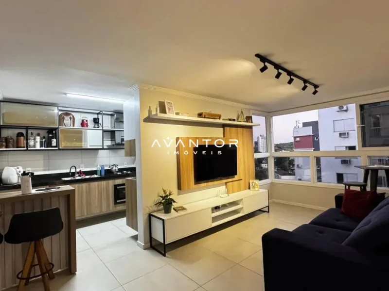 Sala de estar integrada à cozinha — Apartamento à venda no Residencial Draco, em Nossa Senhora das Dores, Santa Maria/RS