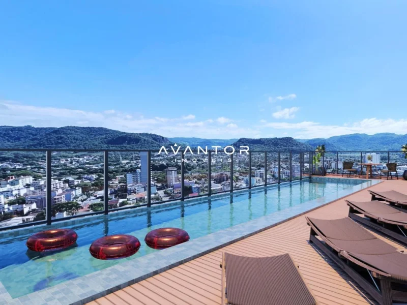 Piscina com vista panorâmica da cidade — Apartamento à venda no Residencial Alto do Maranata, Santa Maria