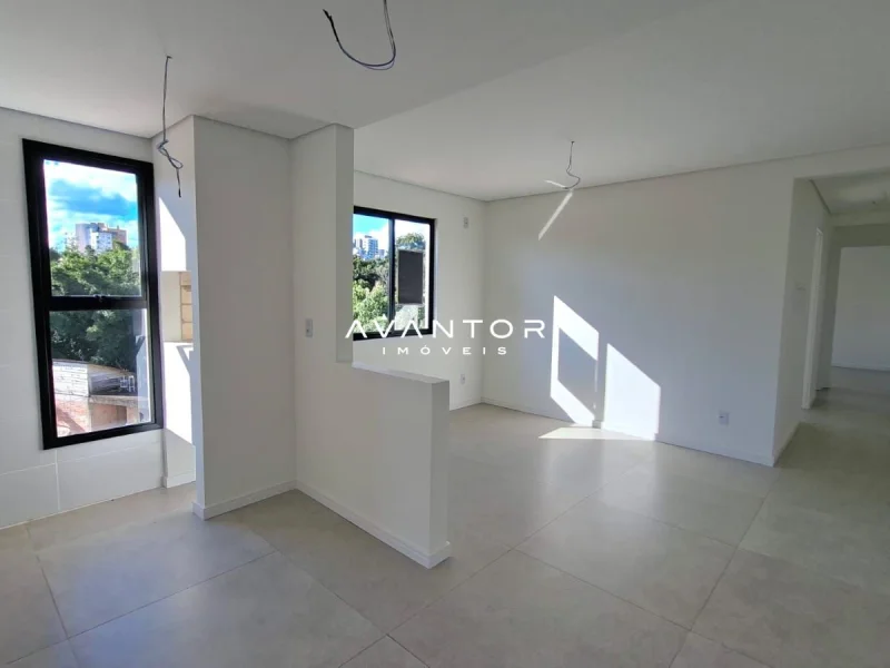 Sala de estar integrada à cozinha — Apartamento à venda no Residencial Compostela, em Nossa Senhora Medianeira, Santa Maria