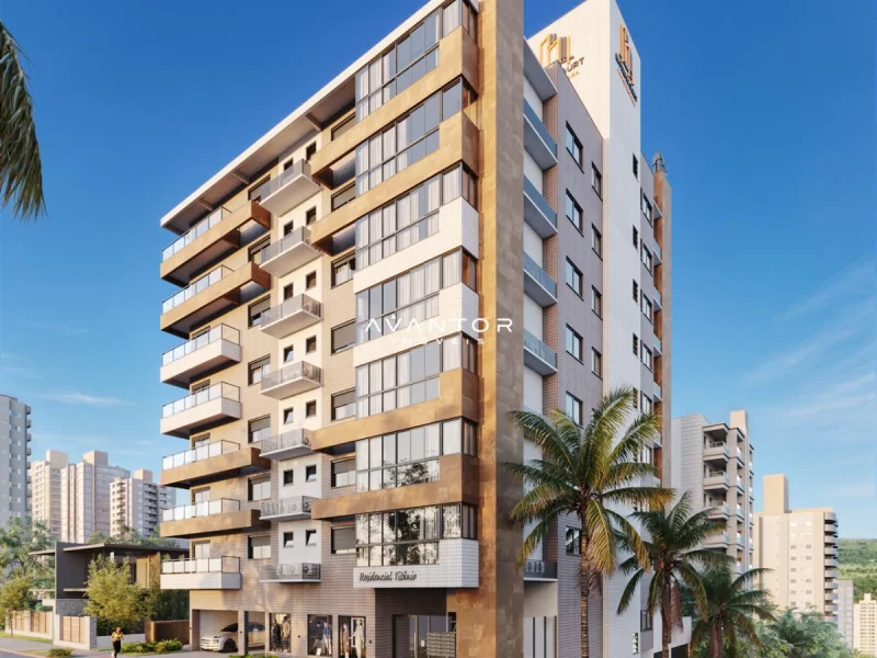 Fachada do prédio com sacadas — Apartamento à venda no Residencial Titanio, em Nossa Senhora de Lourdes, Santa Maria/RS