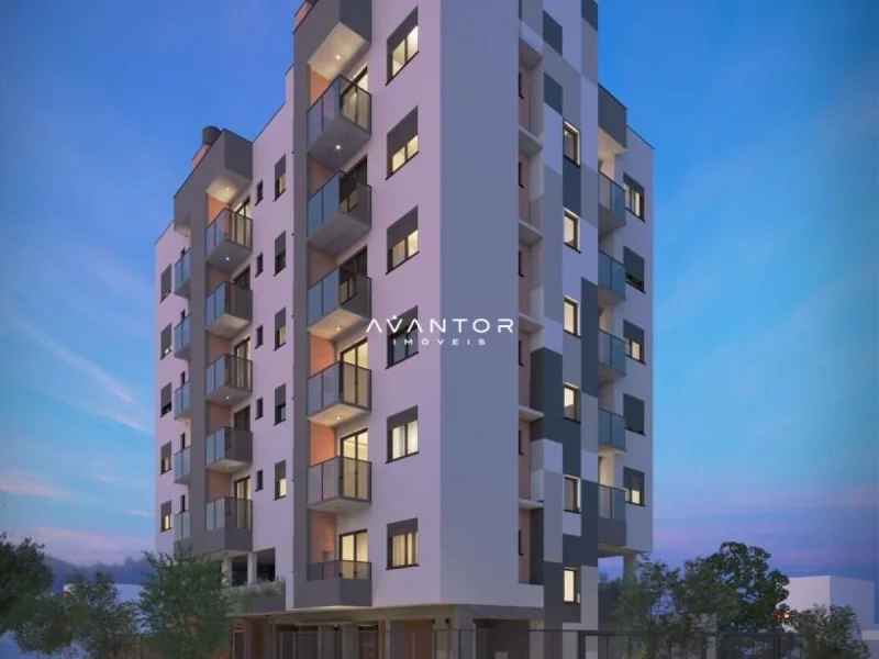 Fachada do prédio com sacadas — Apartamento com 1 quarto à venda no Residencial Montalcino, em Camobi, Santa Maria/RS
