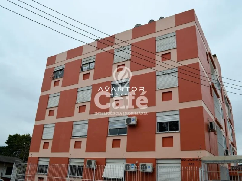 Fachada do prédio com acabamento em dois tons — Apartamento à venda e para alugar no Residencial Jurach, Santa Maria