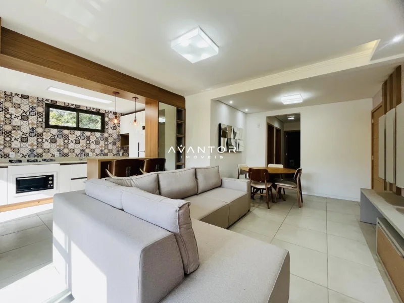 Sala de estar integrada à cozinha — Apartamento à venda e para alugar no Residencial Jade, Santa Maria